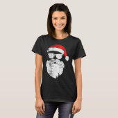 Funny Hipster Santa Face With Hat Beard &amp; Gles T-shirt (Voorkant volledig)