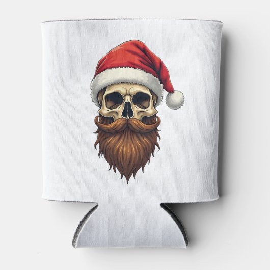 Funny Hipster Santa Skull Face With Hat Beard Chri Blikjeskoeler (Voorkant)