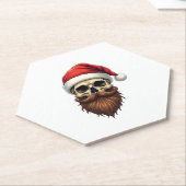 Funny Hipster Santa Skull Face With Hat Beard Chri Kartonnen Onderzetters (Schuin)