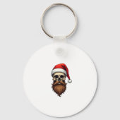 Funny Hipster Santa Skull Face With Hat Beard Chri Sleutelhanger (Voorkant)