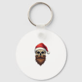 Funny Hipster Santa Skull Face With Hat Beard Chri Sleutelhanger (Voorkant)