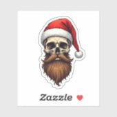 Funny Hipster Santa Skull Face With Hat Beard Chri Sticker (Vel)