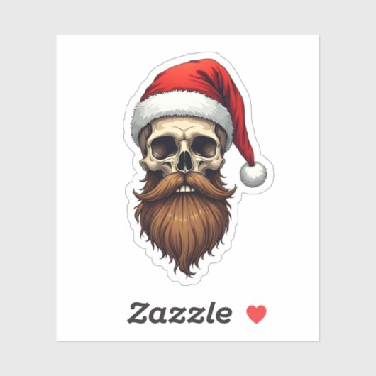 Funny Hipster Santa Skull Face With Hat Beard Chri Sticker (Vel)