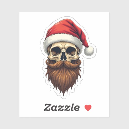 Funny Hipster Santa Skull Face With Hat Beard Chri Sticker (Vel)