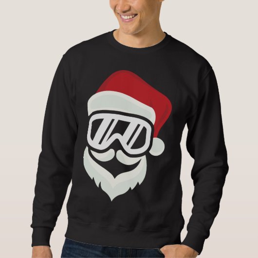 Funny Hipster Santa with Ski Goggles Snowboard Gif Trui (Voorkant)