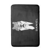 Funny Hipster Wolf met Black Tuxedo gepersonalisee Badmat (Voorkant Verticaal)