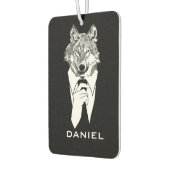 Funny Hipster Wolf met Black Tuxedo gepersonalisee Luchtverfrisser (Links)