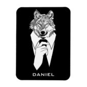 Funny Hipster Wolf met Black Tuxedo gepersonalisee Magneet (Verticaal)