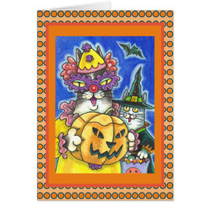 FUNNY HISS N' FITZ HALLOWEEN CATS WENSKAART V