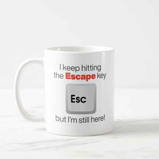 Funny "Hitting the Escape Key" Koffiemok (Links)