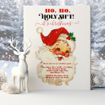 Funny Ho Heilige Retro Kerstfeest Kaart<br><div class="desc">Funny Retro Santa Face partijuitnodiging. Met waterverf Santa head. Alle formuleringen kunnen worden gewijzigd! Geweldig voor een etentje voor vrienden of collega's voor de feestdagen of je jaarlijkse kerstfeest. Om meer veranderingen aan te brengen ga deze sjabloon personaliseren. Op de bodem zult u "willen dit ontwerp nog verder aanpassen? Klik...</div>