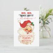 Funny Ho Heilige Retro Kerstfeest Kaart (Staand voorkant)