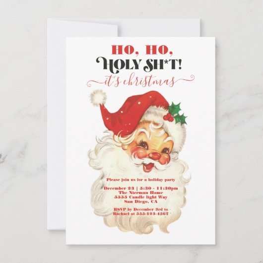 Funny Ho Heilige Retro Kerstfeest Kaart (Voorkant)