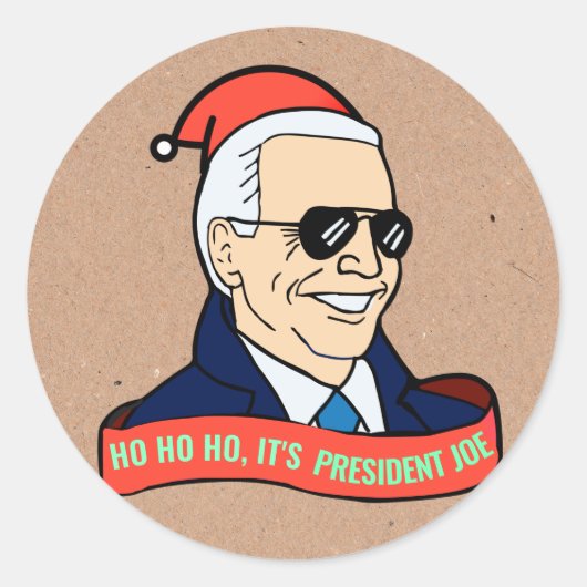 Funny Ho Het is President Joe Biden Kerstmis Ronde Sticker (Voorkant)
