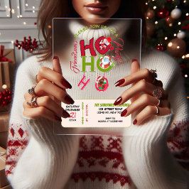 Funny HO HO HO Retro Christmas Party Friendsmas  Acryl Uitnodigingen