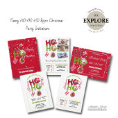 Funny HO HO HO Retro Christmas Party Friendsmas  Kaart