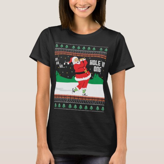 Funny Ho Ho Ugly Santa Golf met Kerstmis J T-shirt (Voorkant)