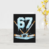 Funny Hockey 67 Meme 6-7 Six Seven Gen Alpha Ice H Kaart (Gele Bloem)