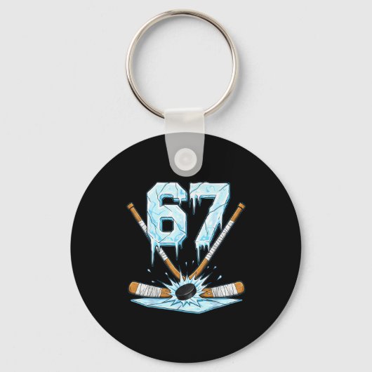 Funny Hockey 67 Meme 6-7 Six Seven Gen Alpha Ice H Sleutelhanger (Voorkant)