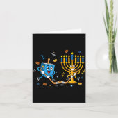 Funny Hockey Dreidel Menorah Hanukkah Kids Womens  Kaart (Voorkant)