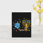 Funny Hockey Dreidel Menorah Hanukkah Kids Womens  Kaart (Gele Bloem)