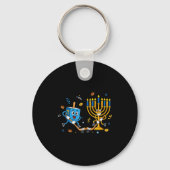 Funny Hockey Dreidel Menorah Hanukkah Kids Womens  Sleutelhanger (Voorkant)