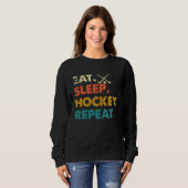 Funny Hockey Eat Sleep Hockey Repeat Vintage Trui (Voorkant volledig)