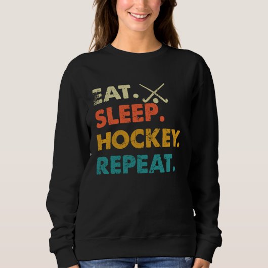 Funny Hockey Eat Sleep Hockey Repeat Vintage Trui (Voorkant)