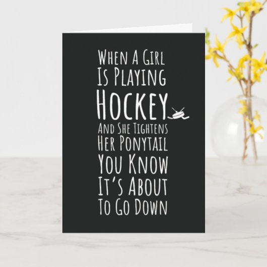 Funny Hockey Girls Cards Womens Team Kids Player Kaart (Gele Bloem)