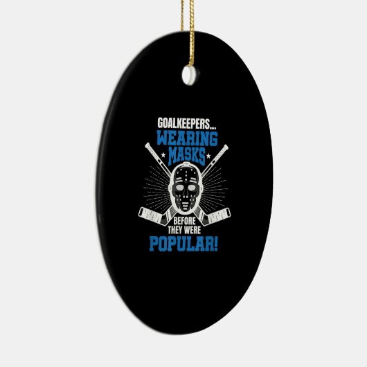 Funny Hockey Goalie Mask Pun Ice Hockey Keramisch Ornament (Rechts)