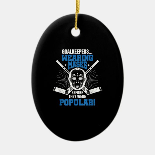 Funny Hockey Goalie Mask Pun Ice Hockey Keramisch Ornament (Voorkant)