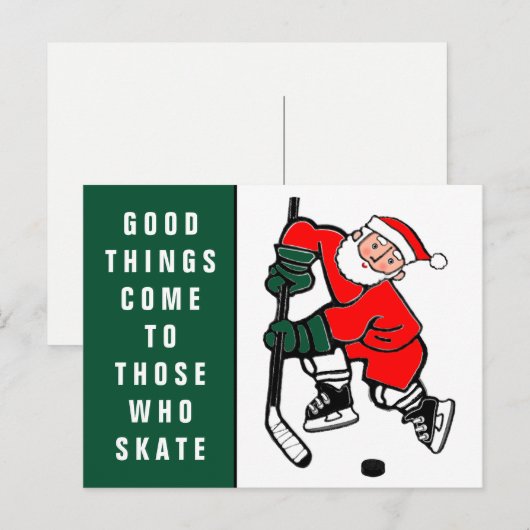 Funny Hockey Holiday Briefkaart voor Kerstmis (Voorkant / Achterkant)