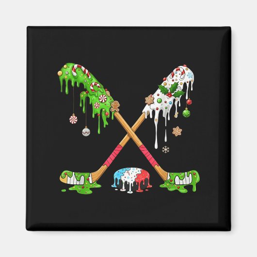 Funny Hockey Holiday Candy Cane Gingerbread  Magneet (Voorkant)