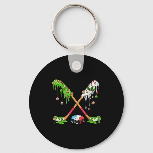 Funny Hockey Holiday Candy Cane Gingerbread  Sleutelhanger (Voorkant)