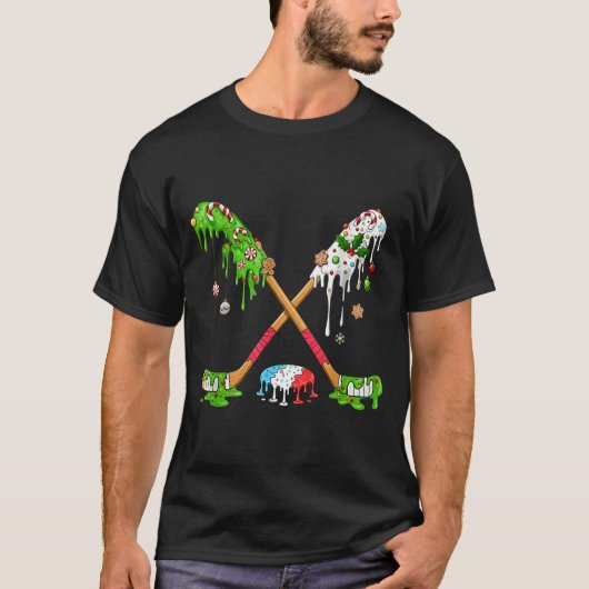 Funny Hockey Holiday Candy Cane Gingerbread T-shirt (Voorkant)