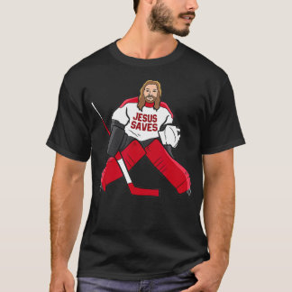 Funny Hockey Jesus bewaart Hockey Goalie T-shirt