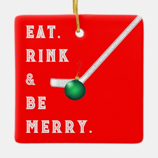 Funny Hockey Kerstcadeau Keramische Versiering Keramisch Ornament (Voorkant)