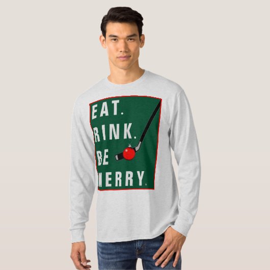 Funny Hockey Kerstfeestdag T-shirt (Voorkant volledig)