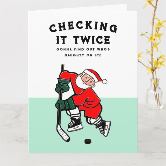 Funny Hockey-kerstkaarten Kaart (Gele Bloem)