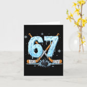 Funny Hockey Lovers Drip 6-7 Number Six Seven Puck Kaart (Gele Bloem)