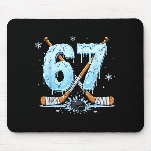 Funny Hockey Lovers Drip 6-7 Number Six Seven Puck Muismat (Voorkant)