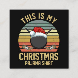 Funny Hockey Player Merry Kerstquarantine Vierkante Visitekaartje