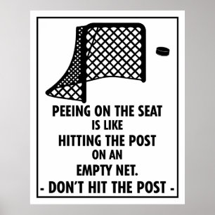Funny Hockey Thed Bathroom Peing op de stoel Poster