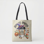 Funny Hocus Pocus I Need Coffee Witch Tote Bag (Voorkant)
