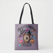 Funny Hocus Pocus I Need Coffee Witch Tote Bag (Voorkant)