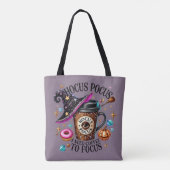 Funny Hocus Pocus I Need Coffee Witch Tote Bag (Achterkant)