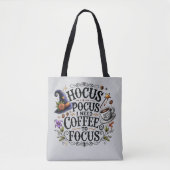 Funny Hocus Pocus I Need Coffee Witch Tote Bag (Voorkant)