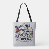 Funny Hocus Pocus I Need Coffee Witch Tote Bag (Achterkant)