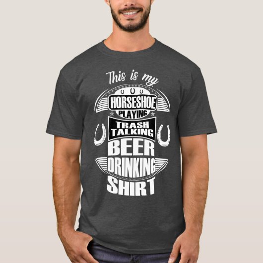 Funny Hoefijzer die bier speelt Drink vuilnis T-shirt (Voorkant)
