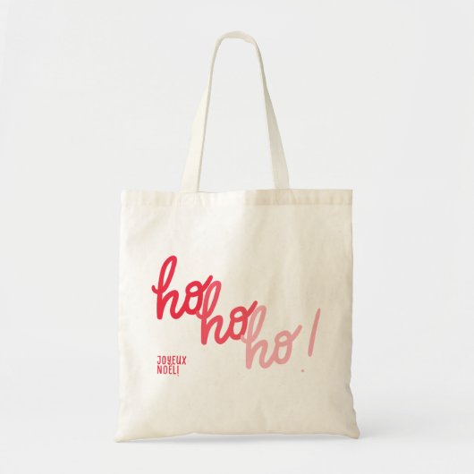 Funny hohoho Joyeux Noel Red Pink Typography Tote Bag (Voorkant)
